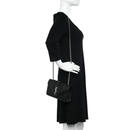 Saint Laurent Grain De Poudre Textured Mixed Matelasse Triquilt Small Monogram Satchel Black 2 of 10
