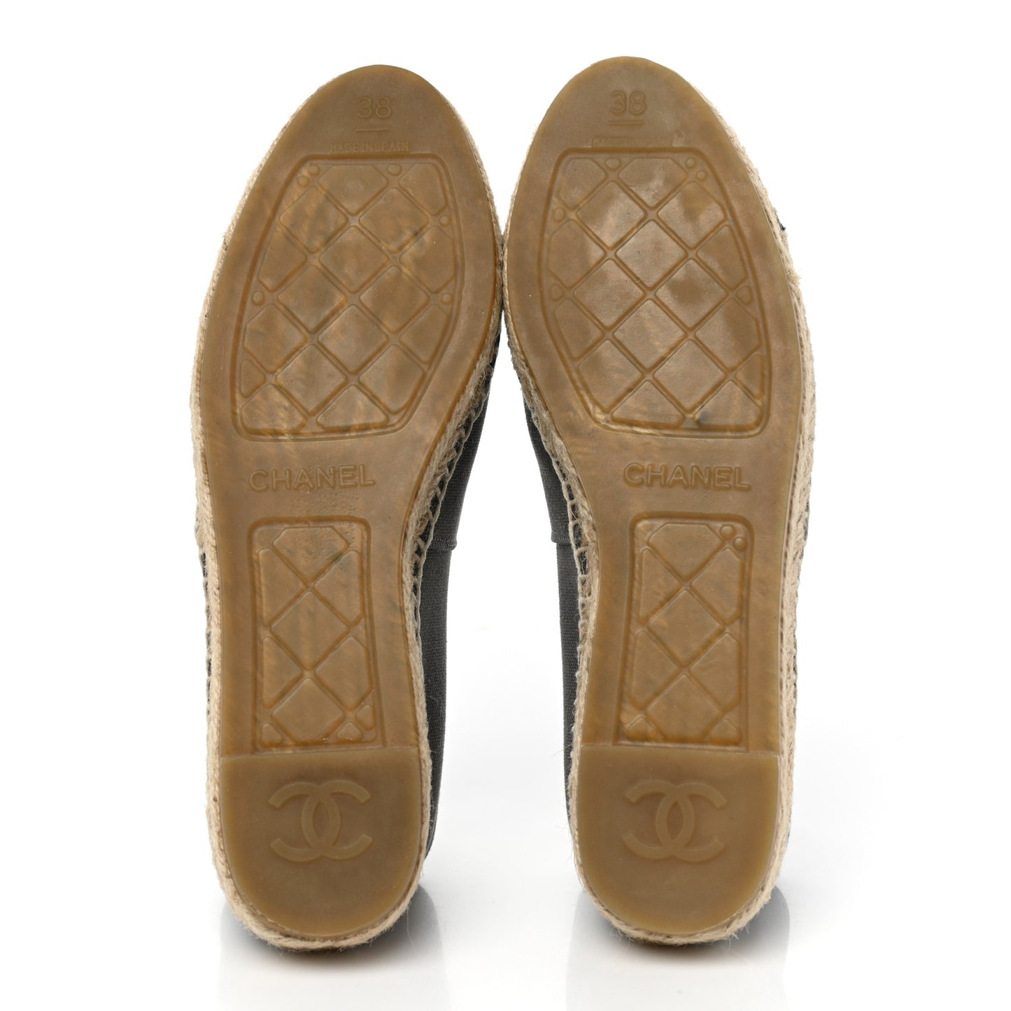 Canvas Grosgrain CC Espadrilles 38 Grey Black