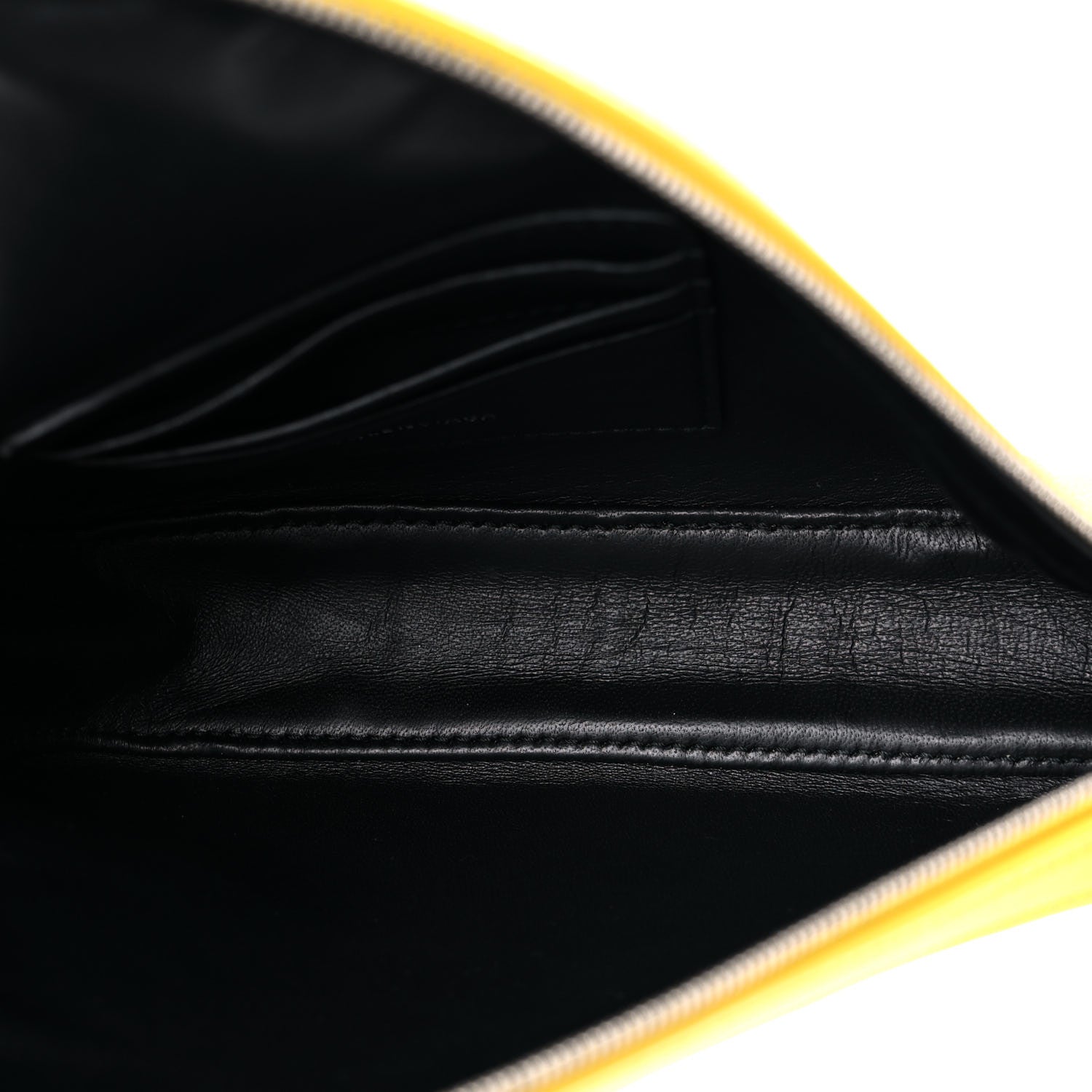 Balenciaga Shiny Day Calfskin Logo M Triangle Pouch Jaune Black 5 of 12