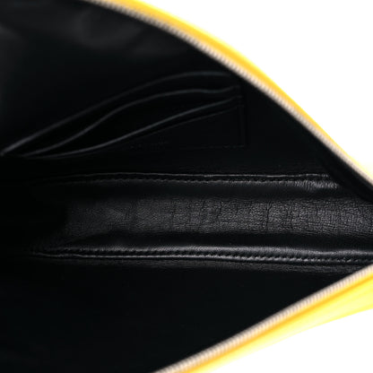 Balenciaga Shiny Day Calfskin Logo M Triangle Pouch Jaune Black 5 of 12