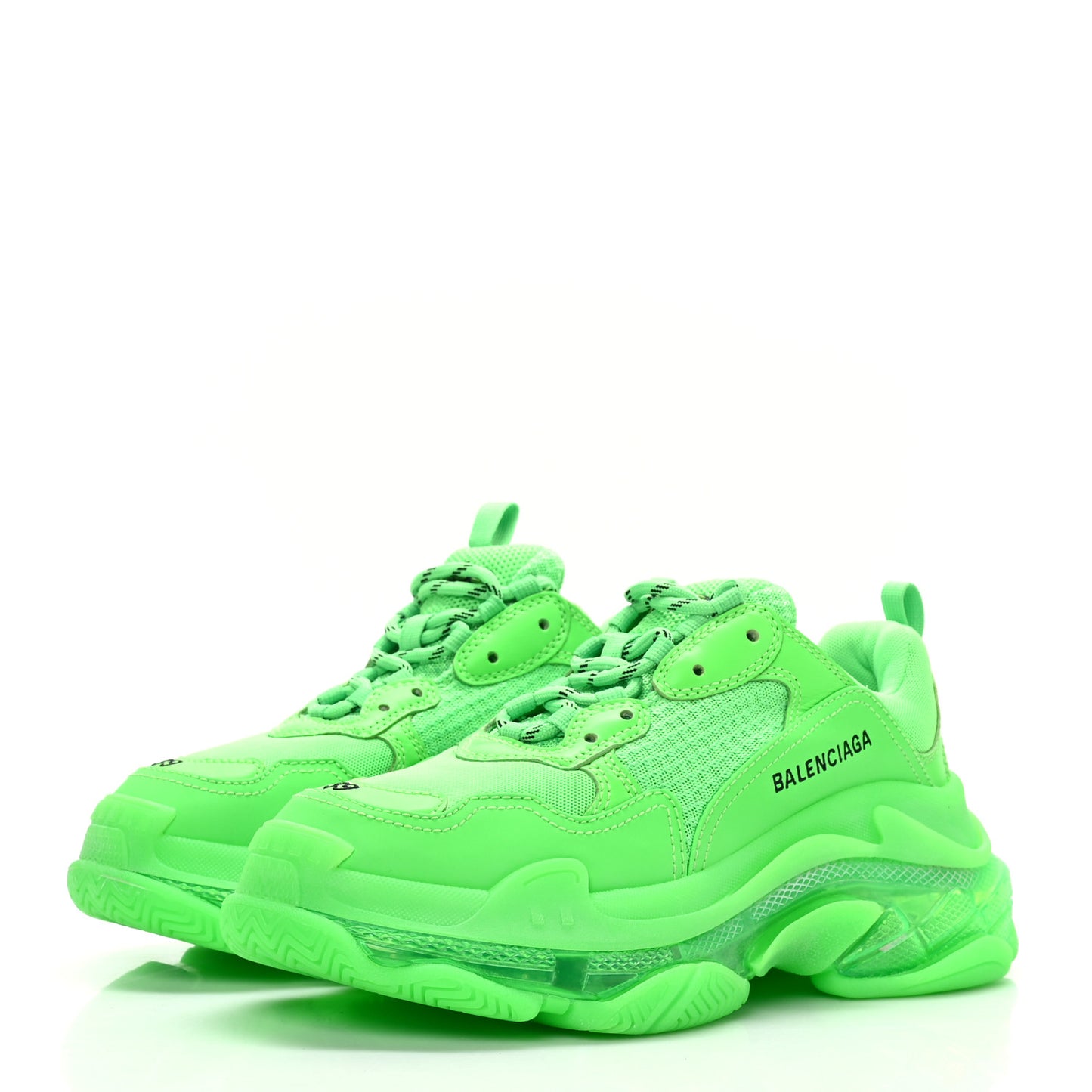 Fabric Mesh Clear Sole Womens Triple S Sneakers 39 Fluo Green