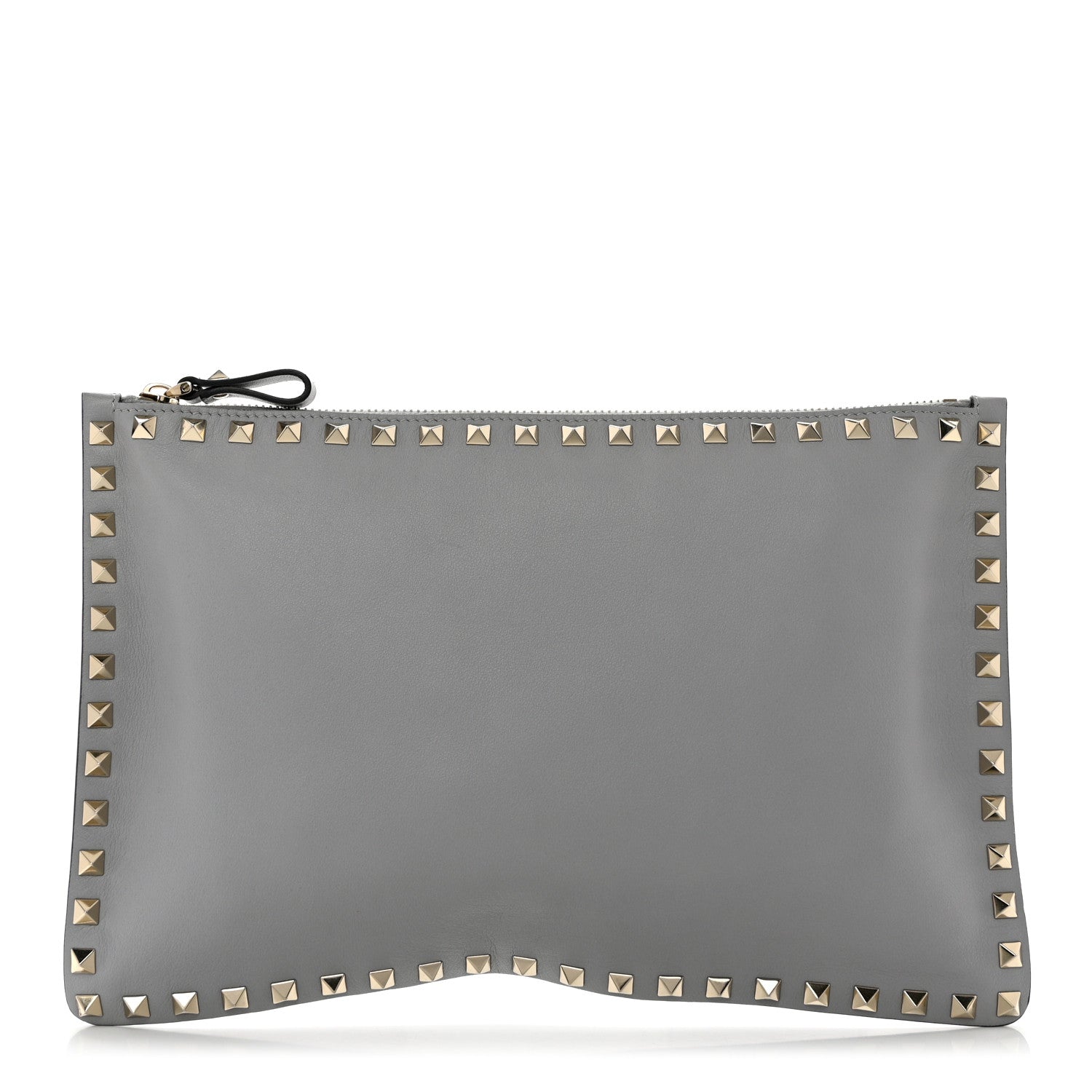 Valentino Garavani Vitello Large Rockstud Zip Pouch Pastel Grey 1 of 7