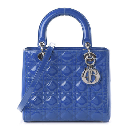 Christian Dior Patent Cannage Medium Lady Dior Blue 1 of 9