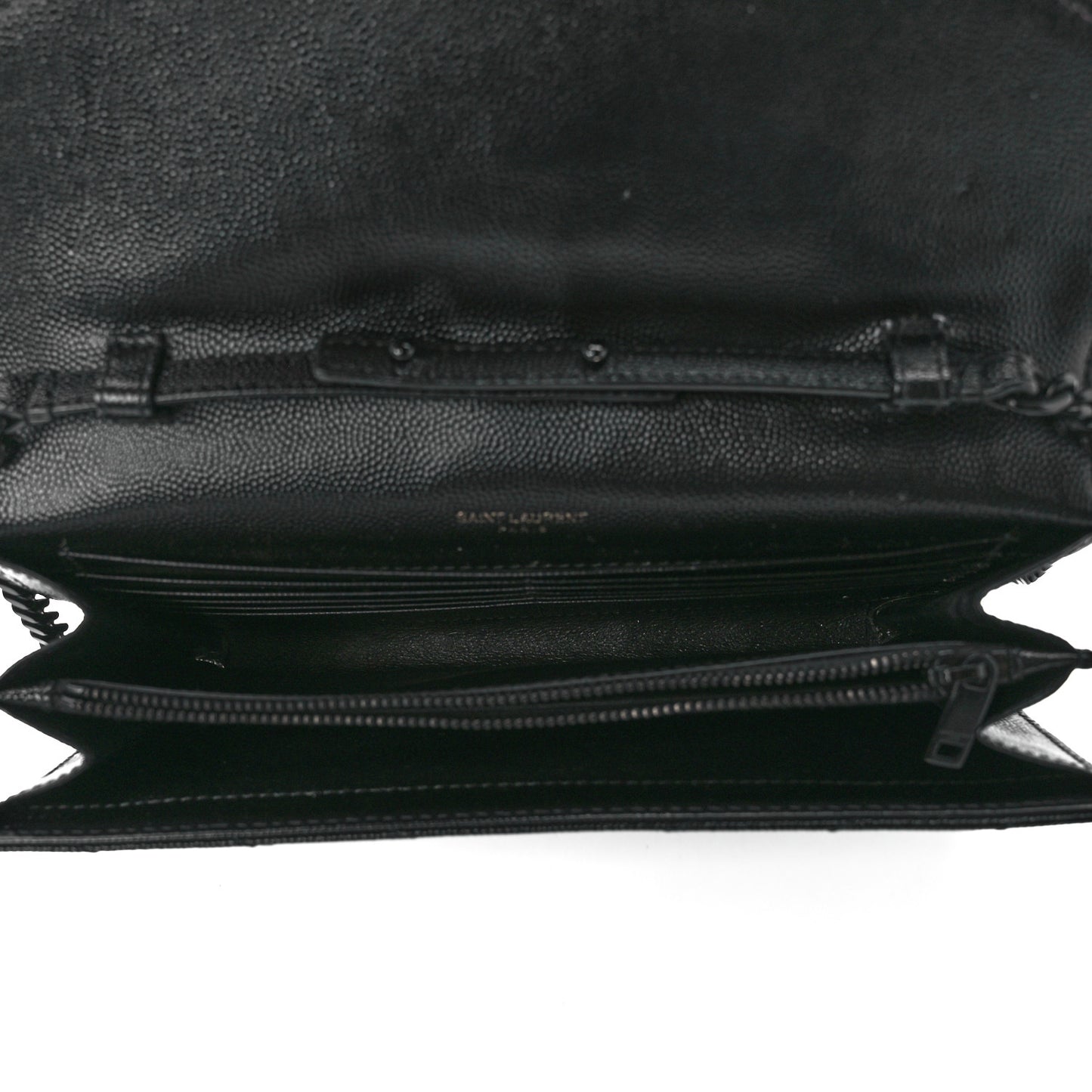 Grain De Poudre Matelasse Chevron Monogram Monochrome Chain Wallet Black