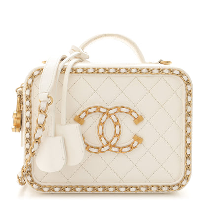 Chanel Goatskin Quilted Medium CC Filigree Vanity Case White 1 of 15