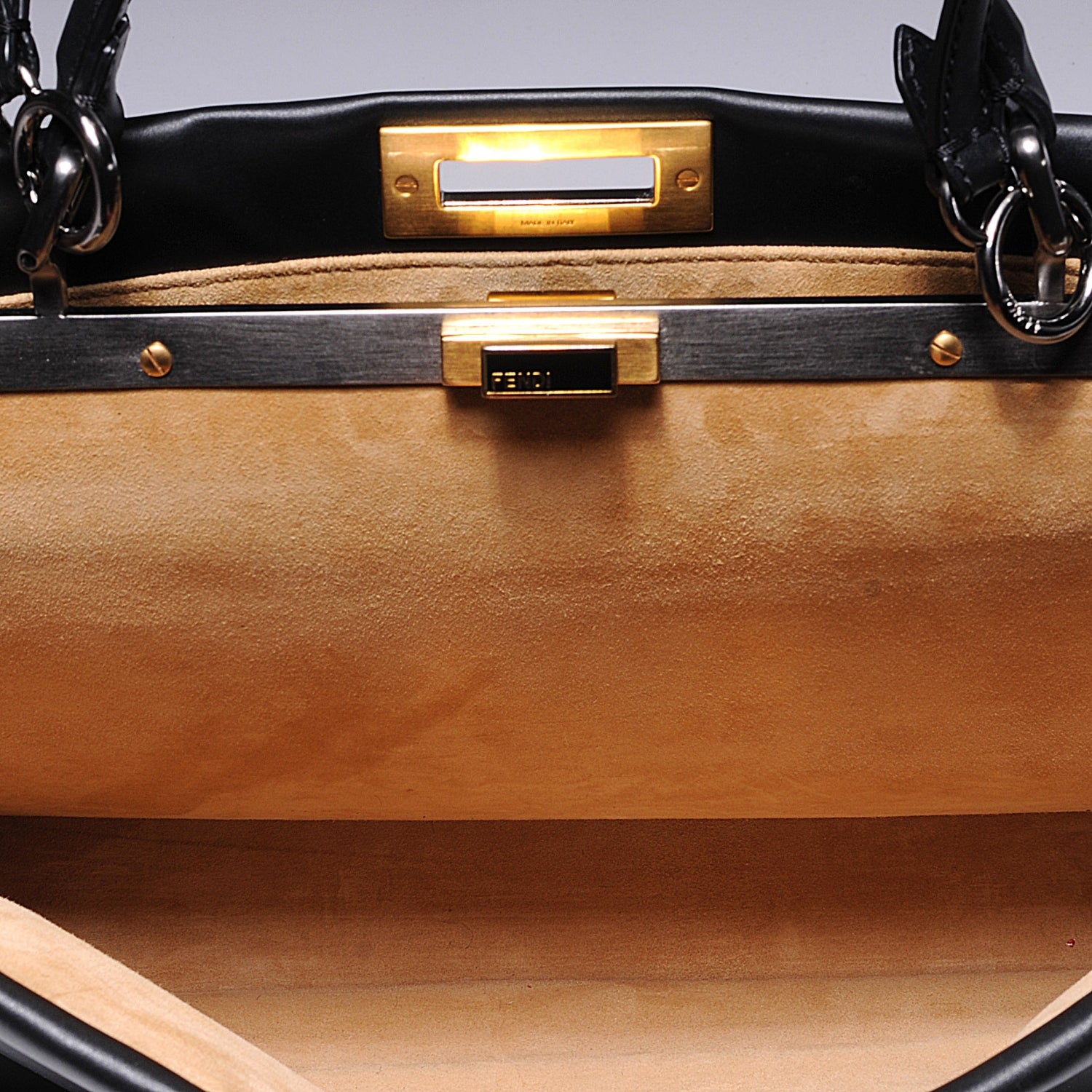 Fendi Calfskin Calf Hair Leopard Print Large Peekaboo Iconic Satchel Black 8 of 13