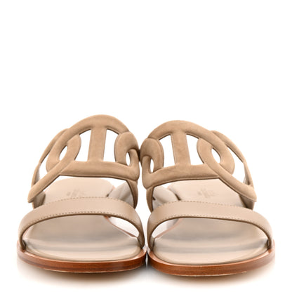 Hermes Suede Goatskin Nappa Lagune Sandals 38.5 Beige Sable 3 of 9