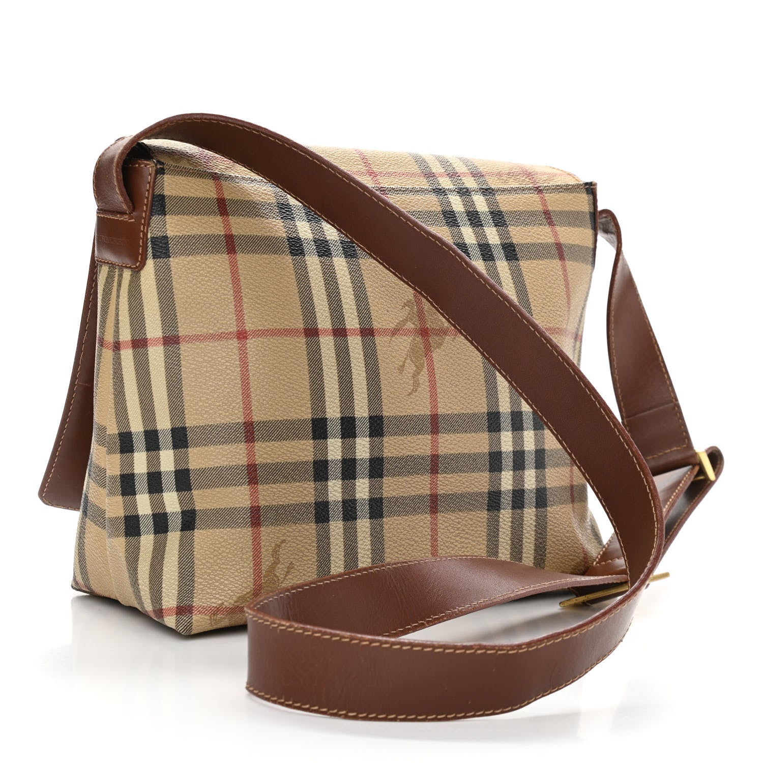 Burberry Haymarket Check Crossbody Messenger Bag Tan 3 of 14