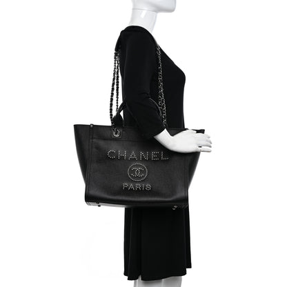 Chanel Caviar Small Studded Deauville Tote Black 2 of 10