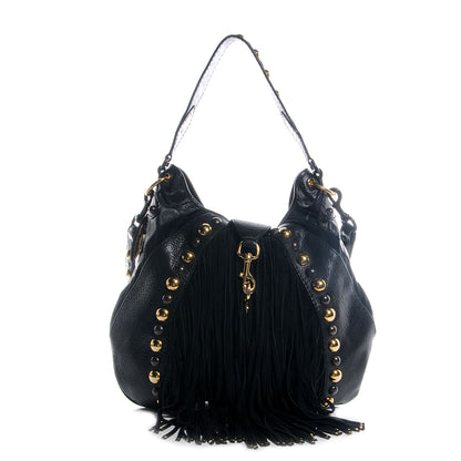 Gucci Leather Suede Fringe Babouska Hobo Black 1 of 8
