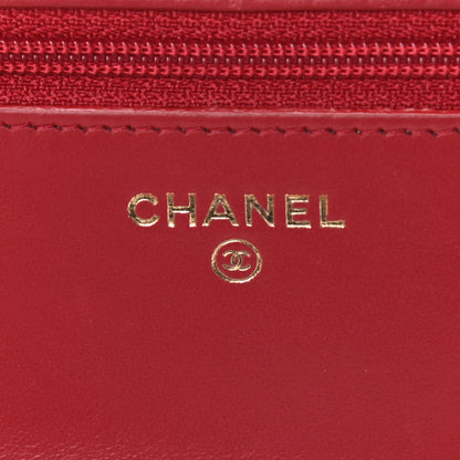 Chanel Lambskin Quilted Trendy CC Wallet On Chain WOC Red 5 of 9