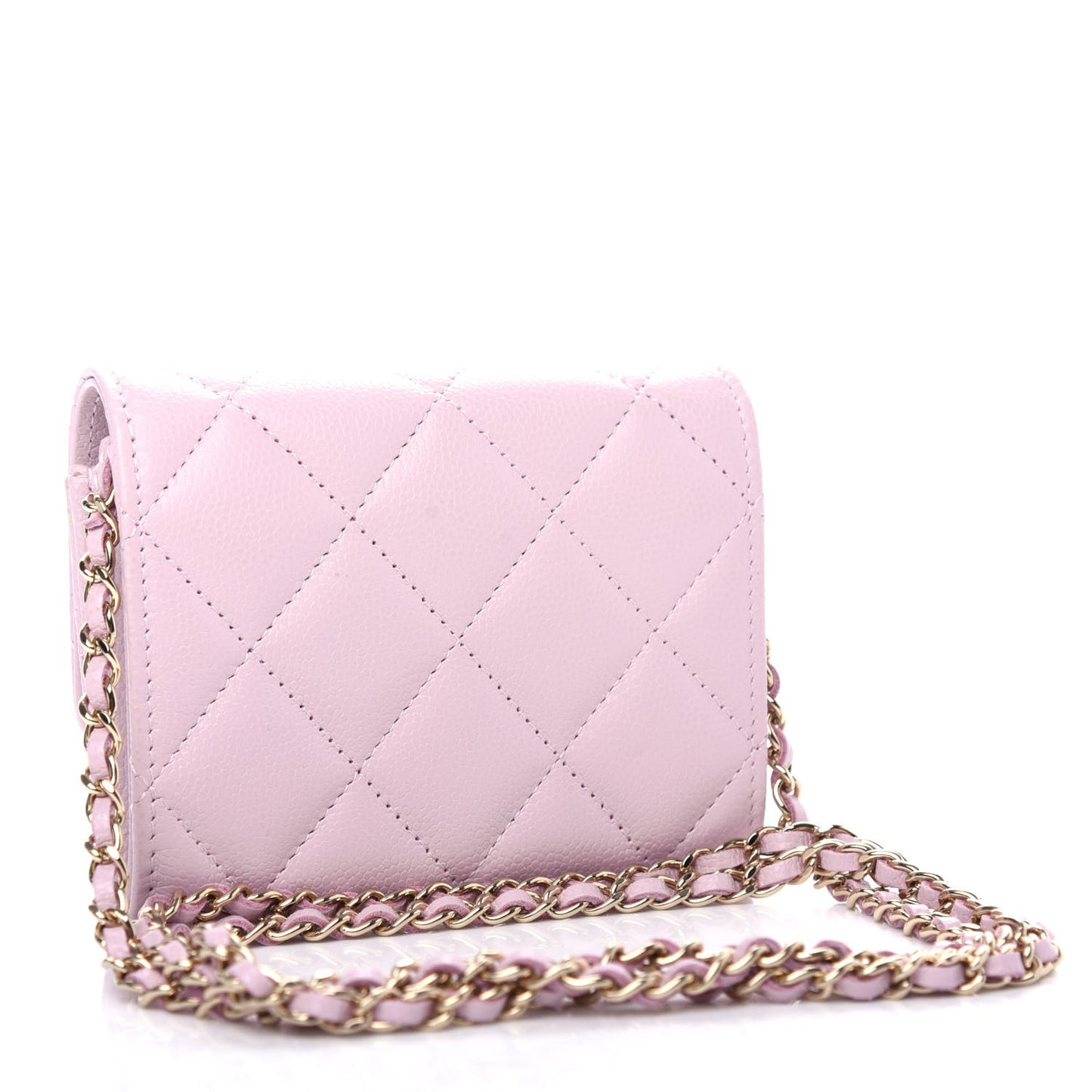 Caviar Quilted Coco Candy Card Holder On Chain Light Pink