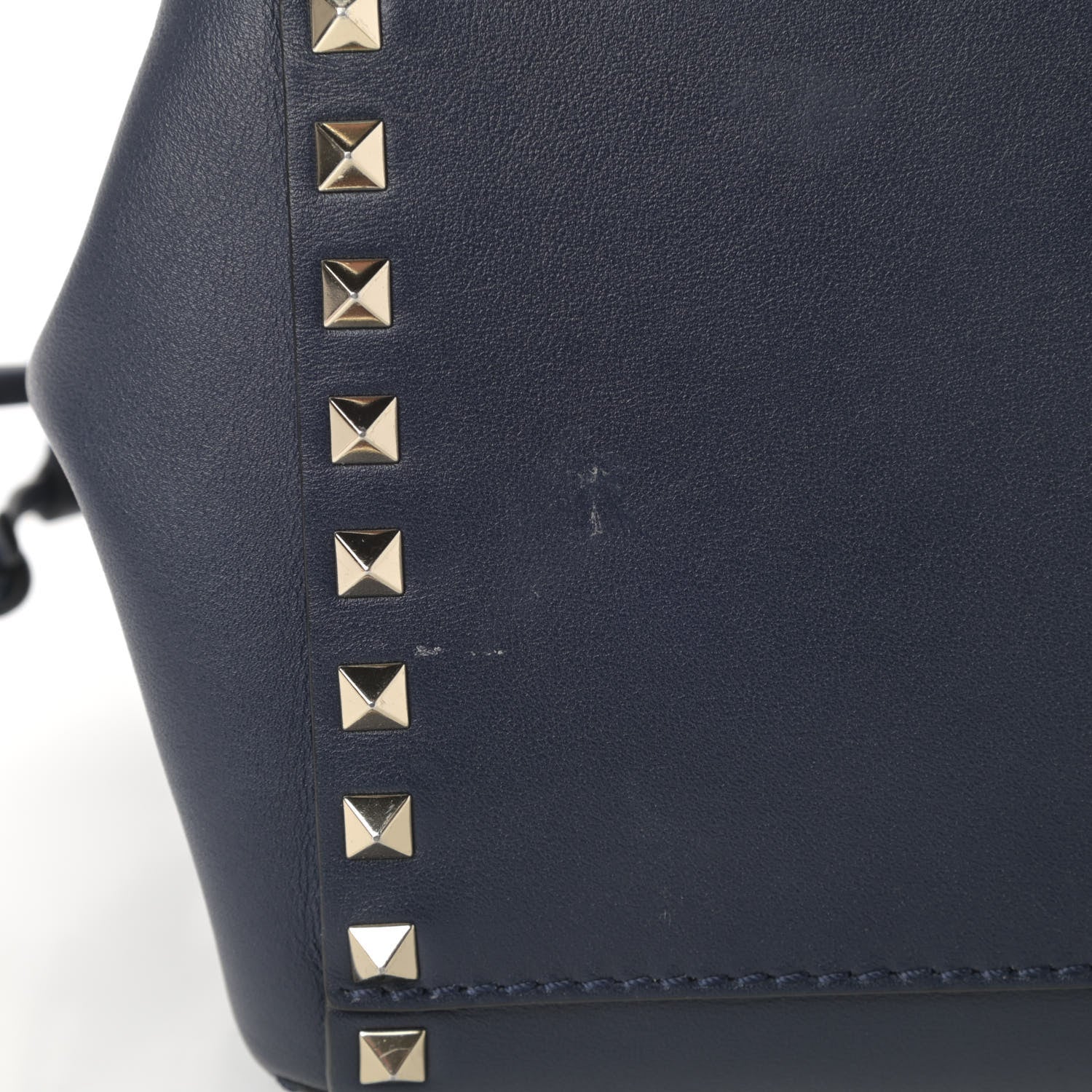 Valentino Garavani Calfskin Rockstud Double Handle Cinch Tote Marine 10 of 13