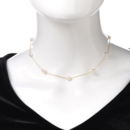 Mikimoto 18K Yellow Gold Akoya Pearl 4.5-6mm Station Necklace 2 of 4