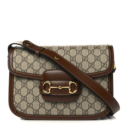 Gucci GG Supreme Monogram Horsebit 1955 Shoulder Bag Beige Brown Sugar 1 of 6
