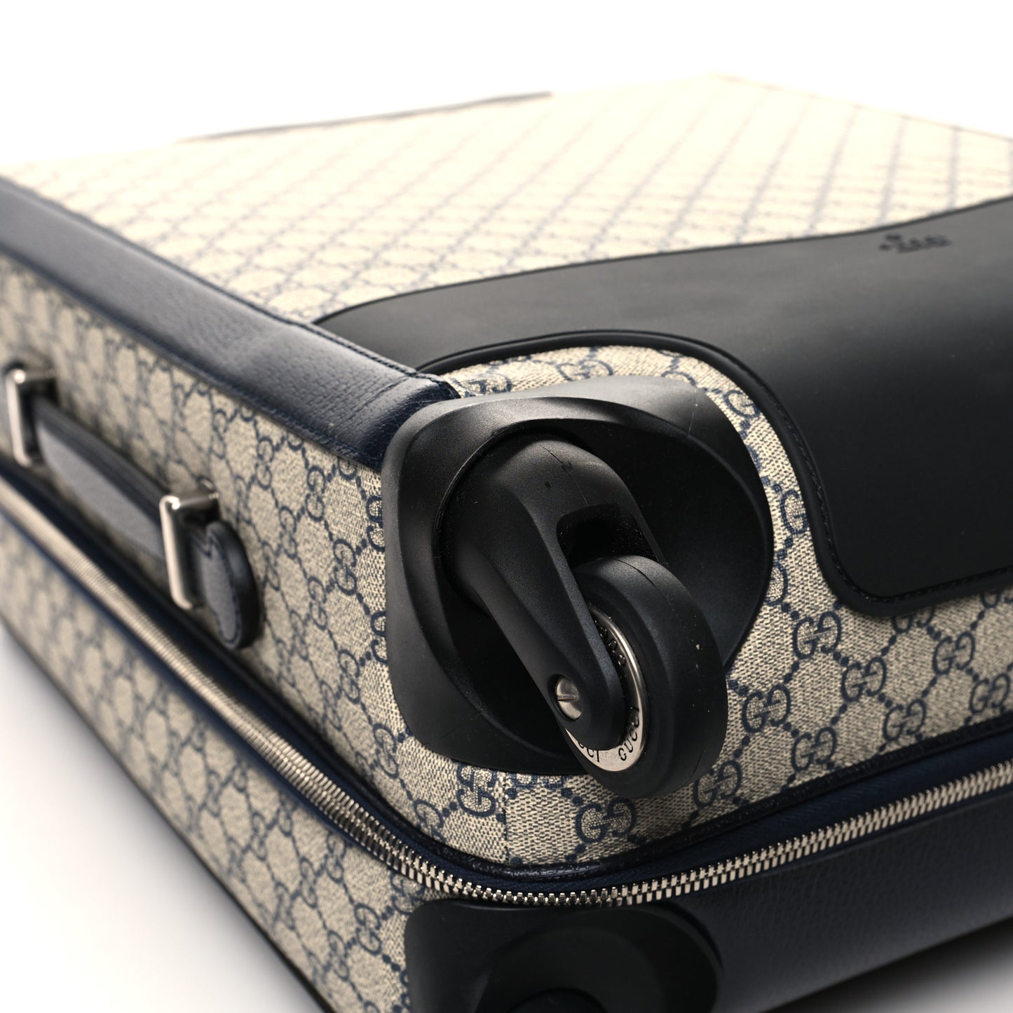 GG Supreme Monogram Textured Dollar Calfskin Web Savoy Cabin Plus Trolley Beige Blue
