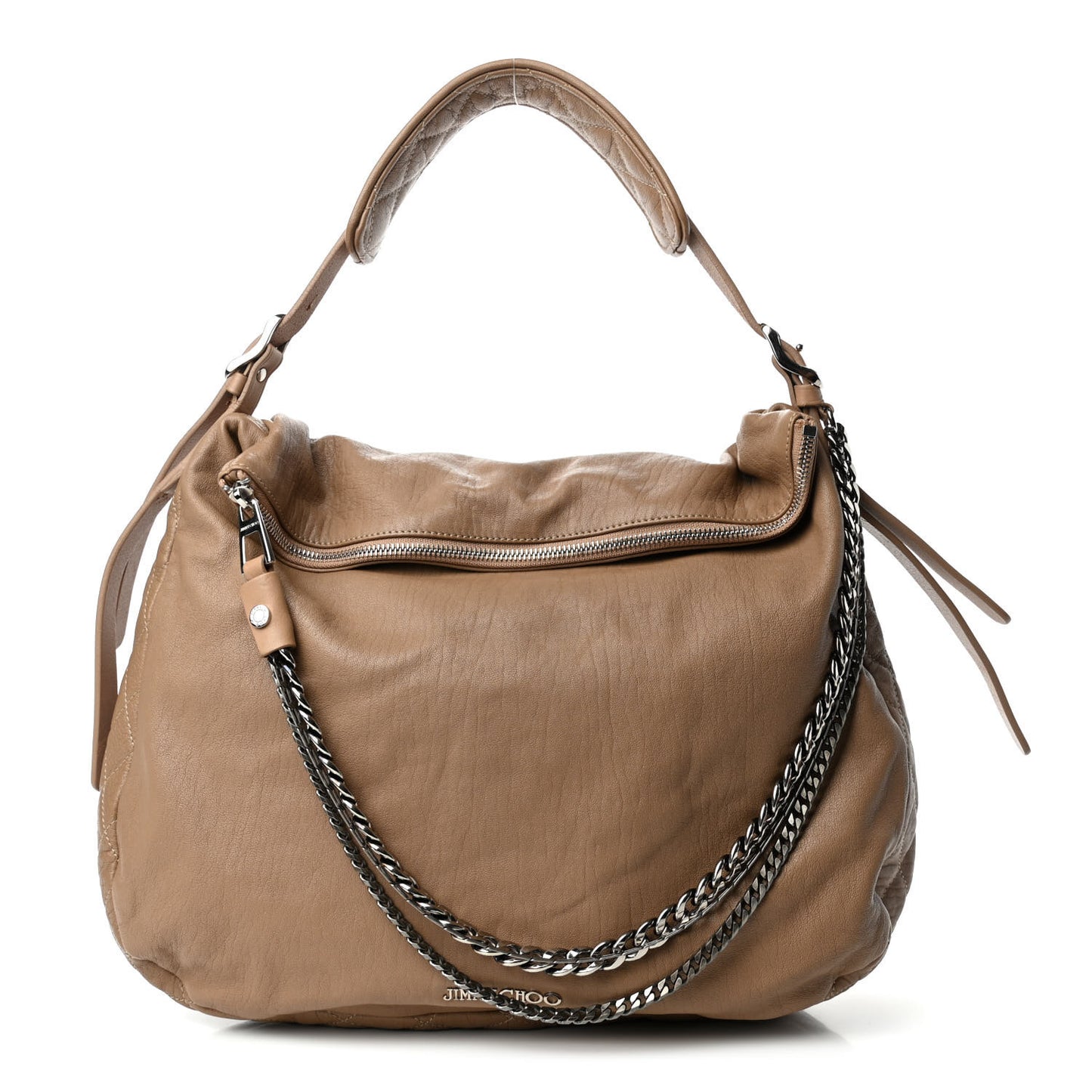 Lambskin Biker Hobo Beige