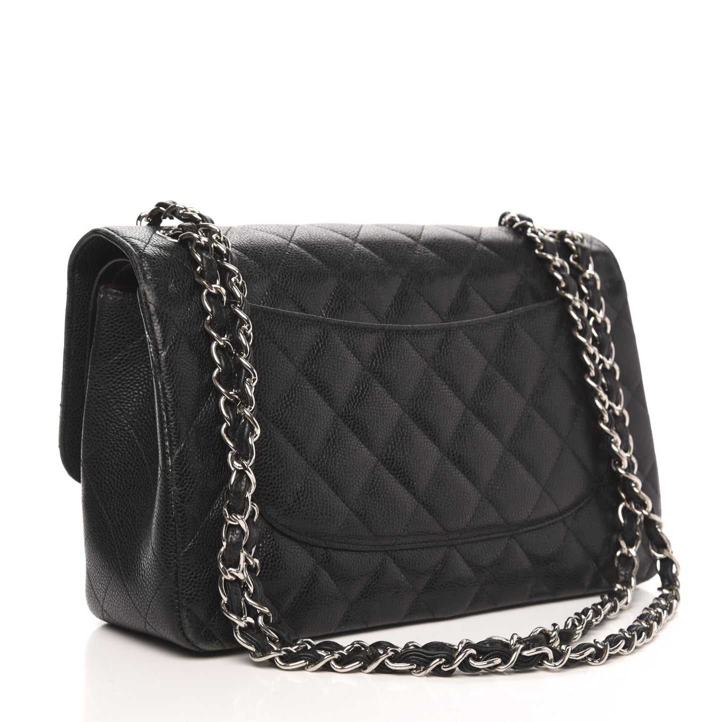 Caviar Quilted Jumbo Double Flap Black