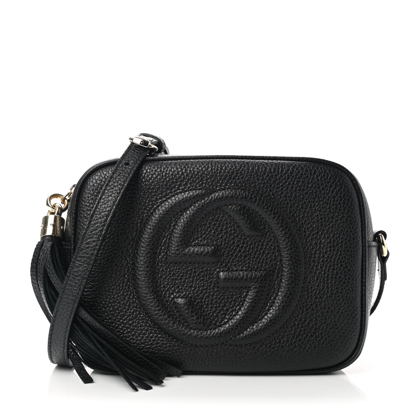Pebbled Calfskin Small Soho Disco Bag Black