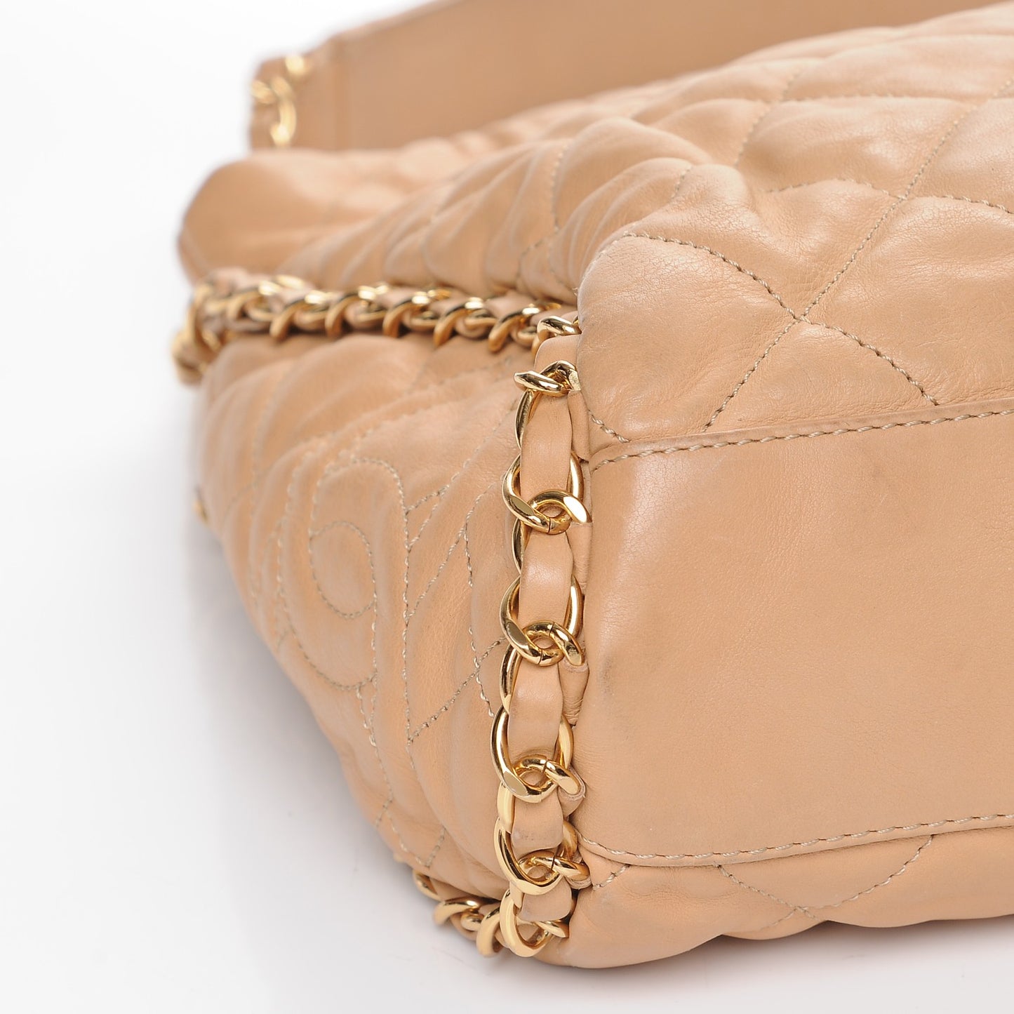 Calfskin Quilted Medium Chain Me Hobo Beige