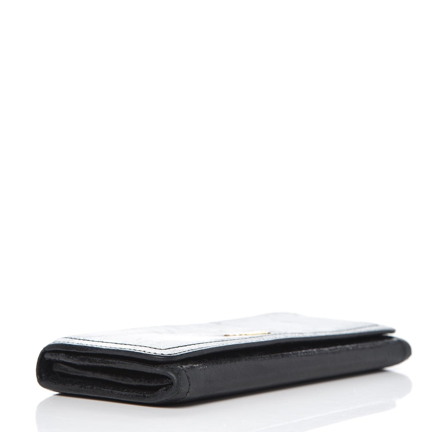 Vitello Shine Zip Flap Wallet Black