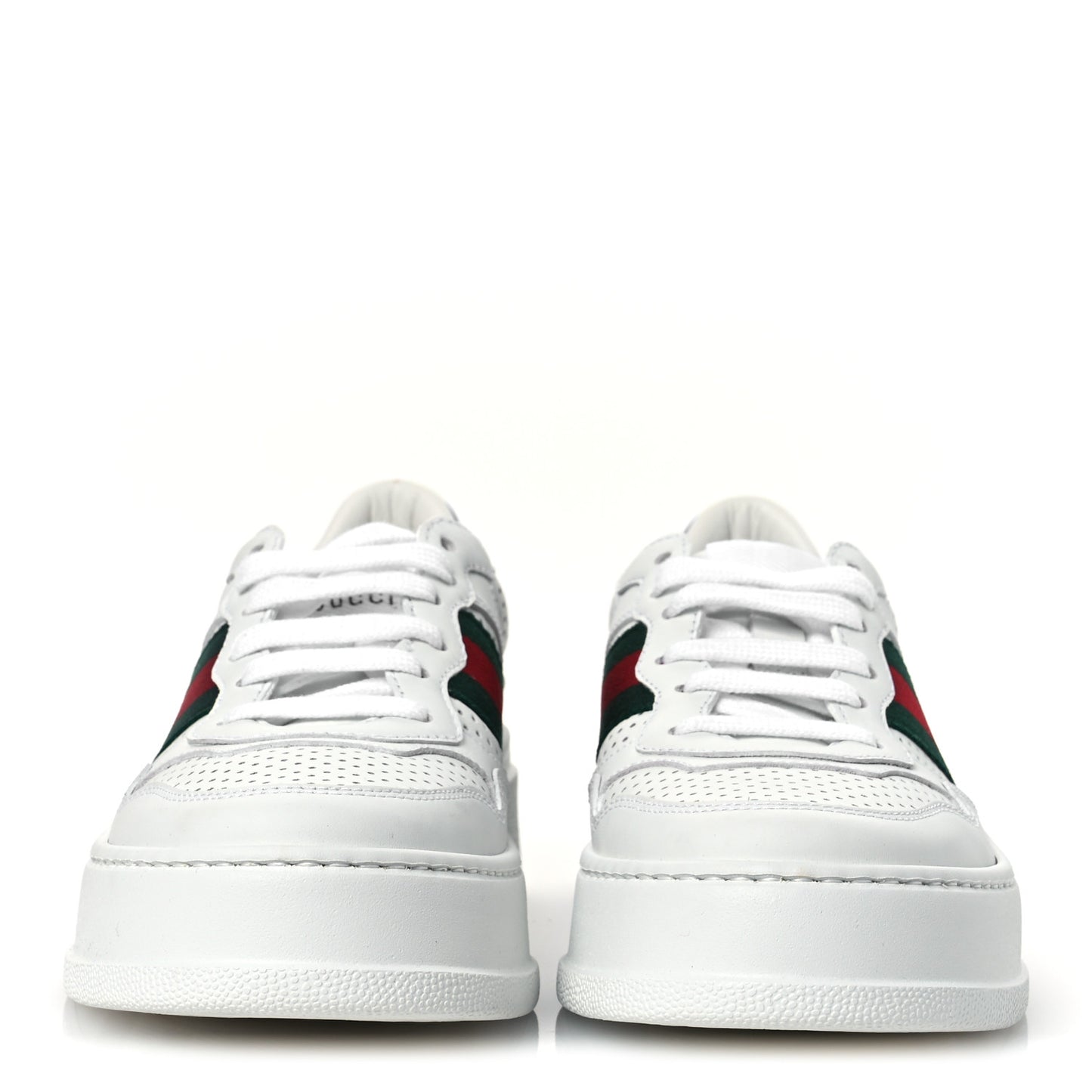 Calfskin Web Perforated Womens Platform 55mm Sneakers 36 White Bright Splash