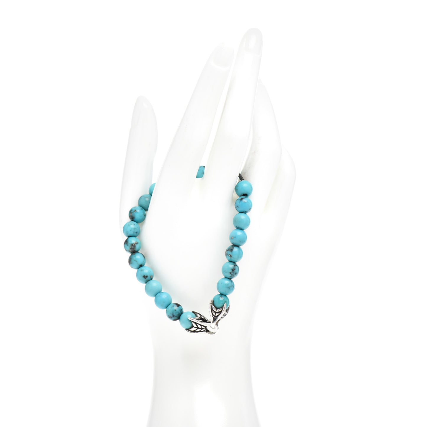 Sterling Silver Turquoise 8mm Spiritual Beads Bracelet