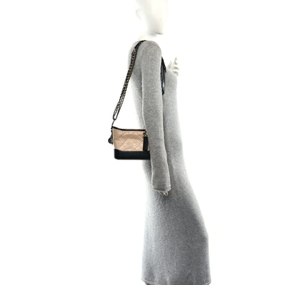 Chanel Aged Calfskin Quilted Small Gabrielle Hobo Beige Black 2 of 11
