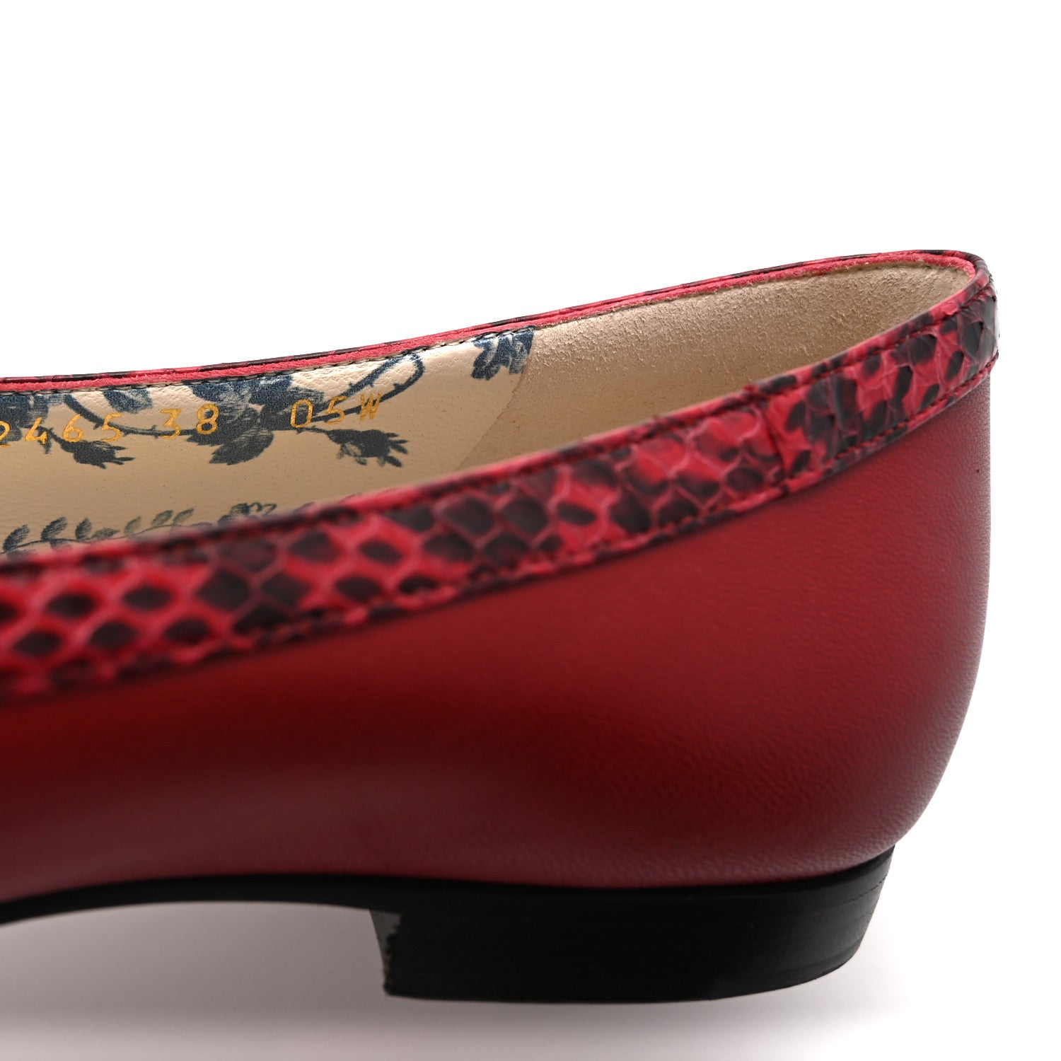 Gucci Malaga Kid Elaphe Yva Ballet Flats 38 Hibiscus Red 9 of 10