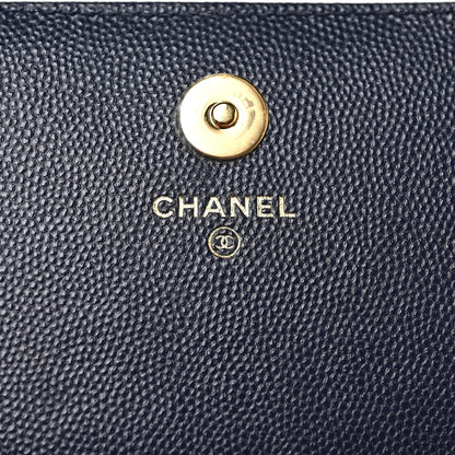 Chanel Caviar Quilted Pocket Twins Clutch With Chain Navy 5 of 8