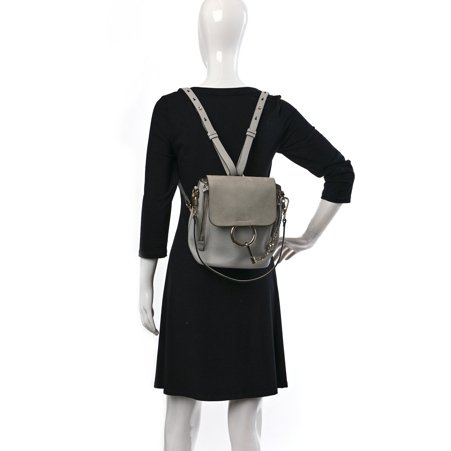 Suede Calfskin Small Faye Backpack Airy Grey
