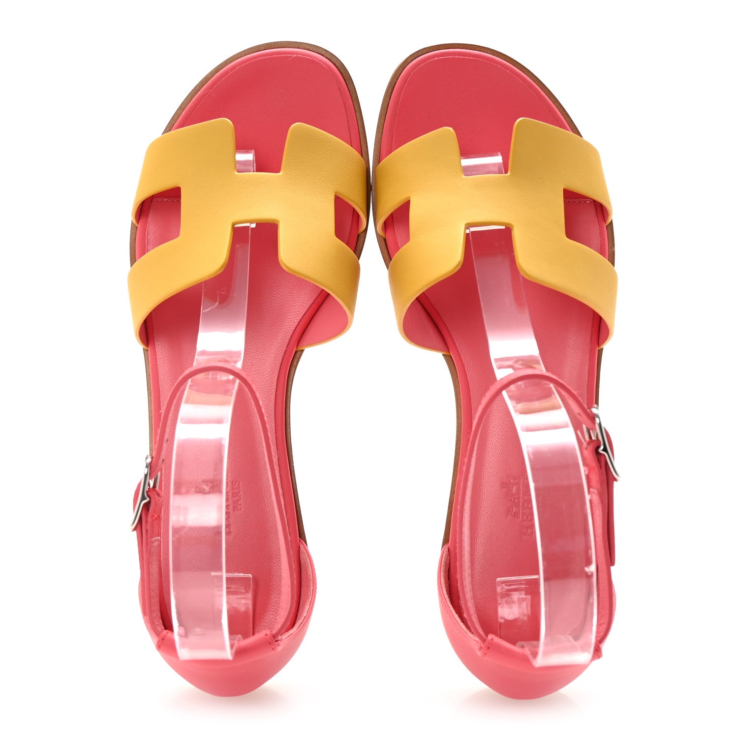 Hermes Calfskin Santorini Sandals 36.5 Jaune Sable Rose 2 of 10