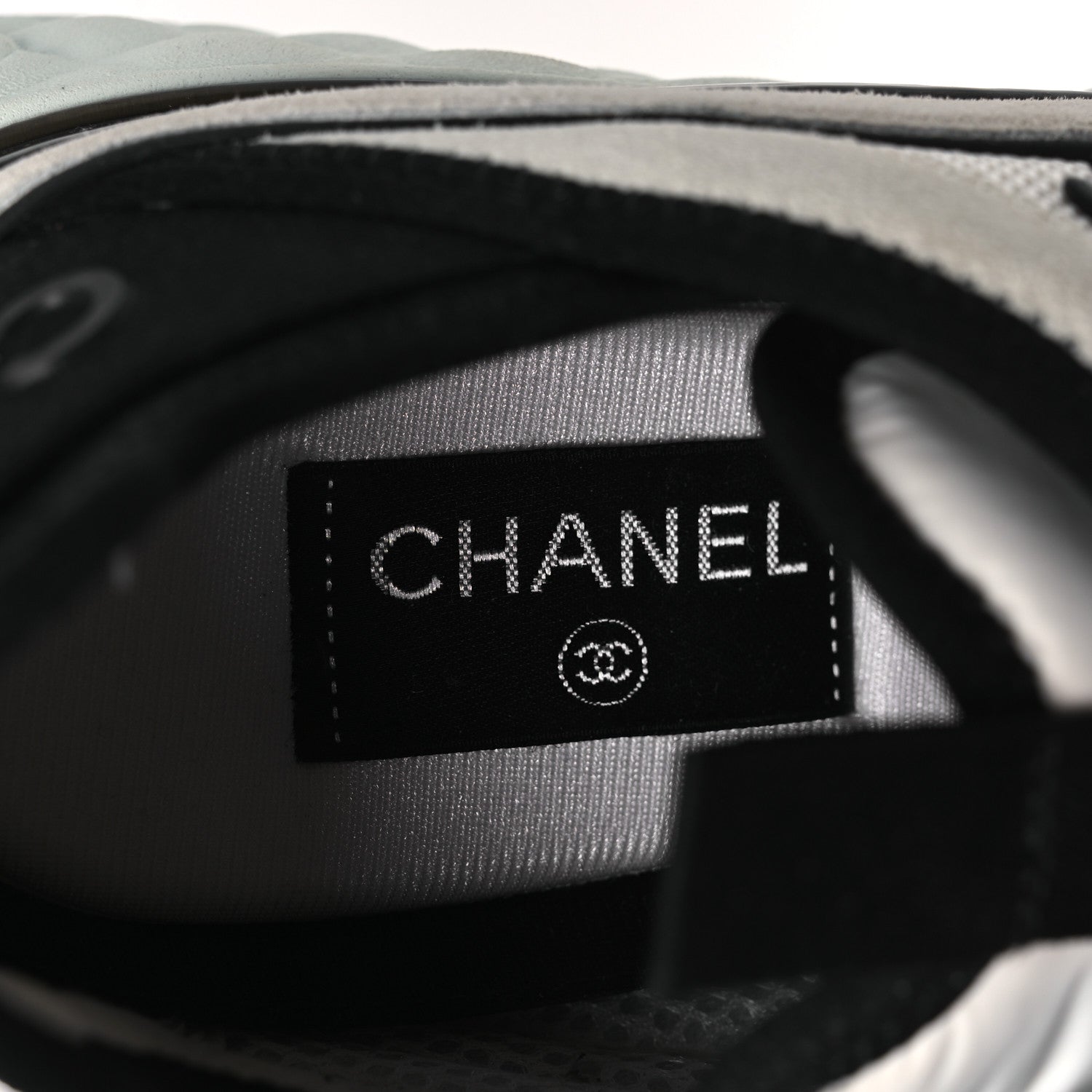 Chanel Fabric Suede Calfskin CC Sneakers 41 White Light Grey 9 of 11
