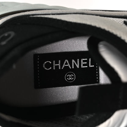 Chanel Fabric Suede Calfskin CC Sneakers 41 White Light Grey 9 of 11