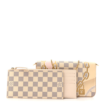 Louis Vuitton Damier Azur Nautical Pochette Felicie Chain Wallet 2 of 10
