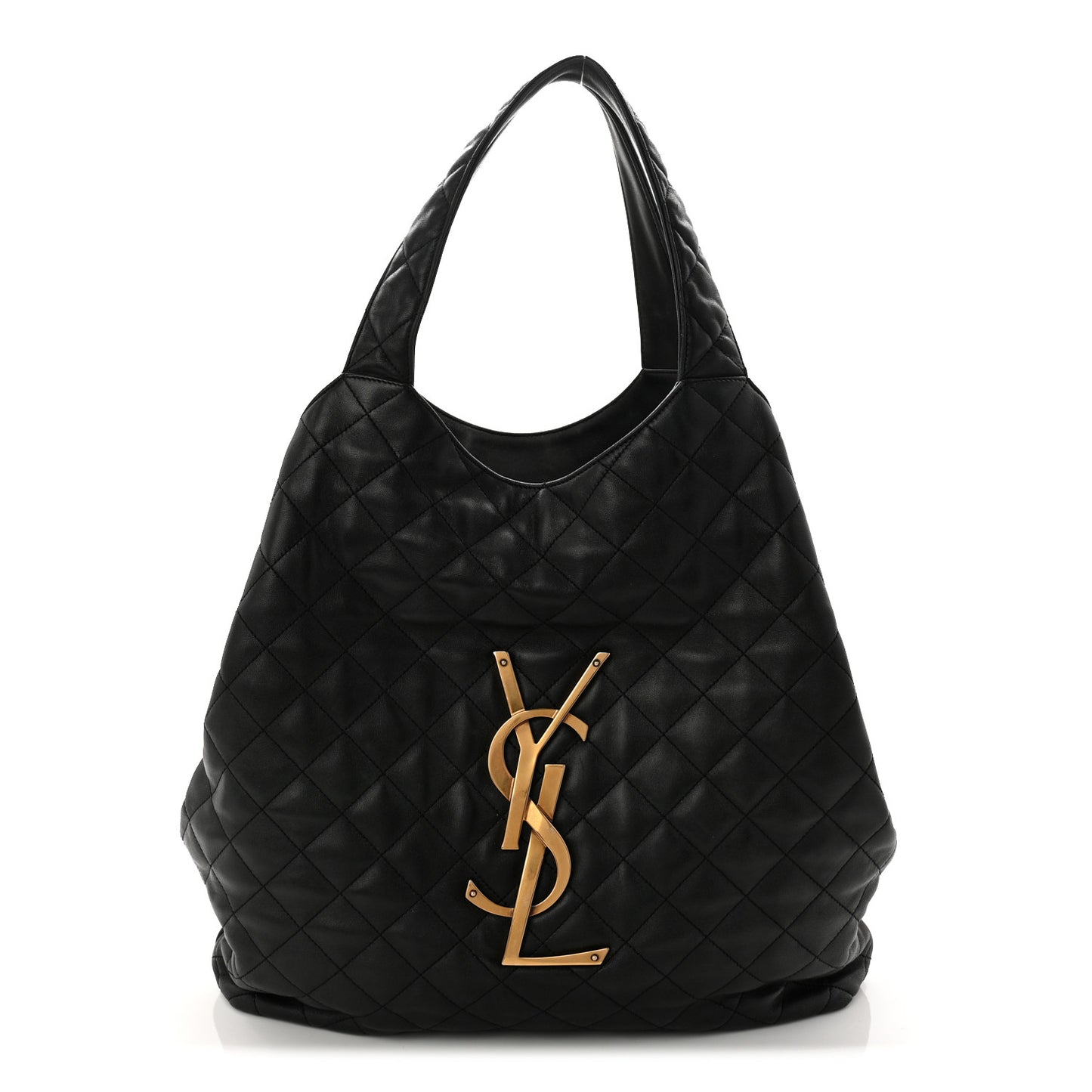 Lambskin Quilted Maxi Icare Shopping Tote Black