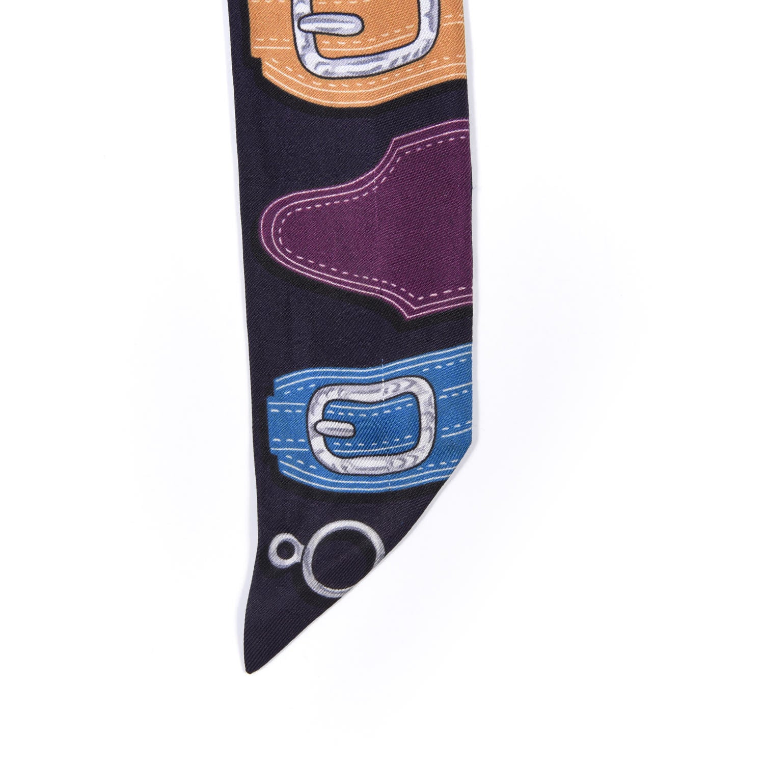 Hermes Silk Harnais Des Presidents Twilly Aubergine Vert Miel 5 of 6