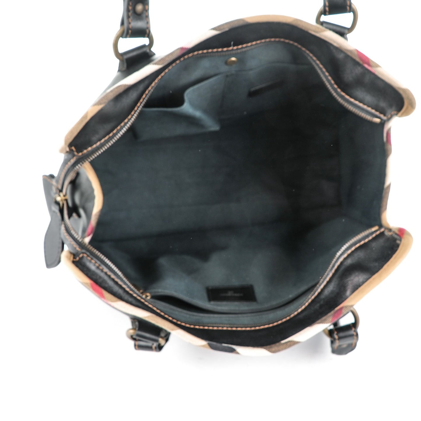 Soft Leather House Check Tote Black