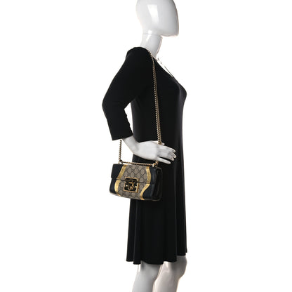 Gucci Calfskin GG Supreme Monogram Small Padlock Shoulder Bag Black Gold 2 of 9