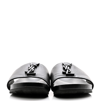 Saint Laurent Calfskin Monogram Jimmy Joan Slide Sandals 37 Black 2 of 10