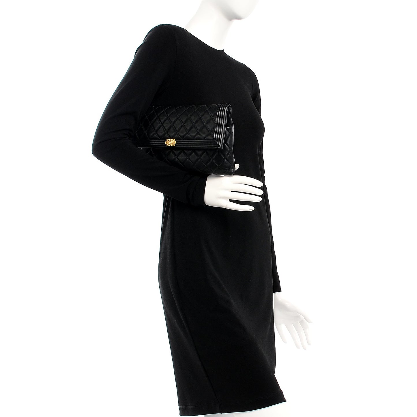 Lambskin Quilted Beauty CC Boy Clutch Black