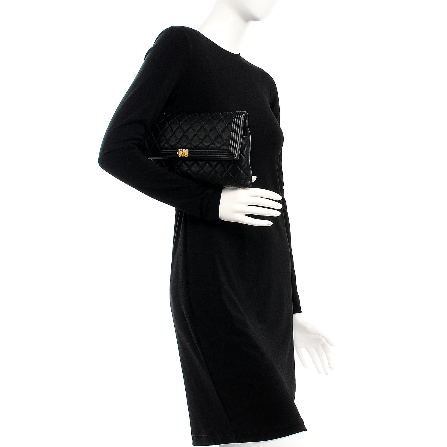 Chanel Lambskin Quilted Beauty CC Boy Clutch Black 2 of 8
