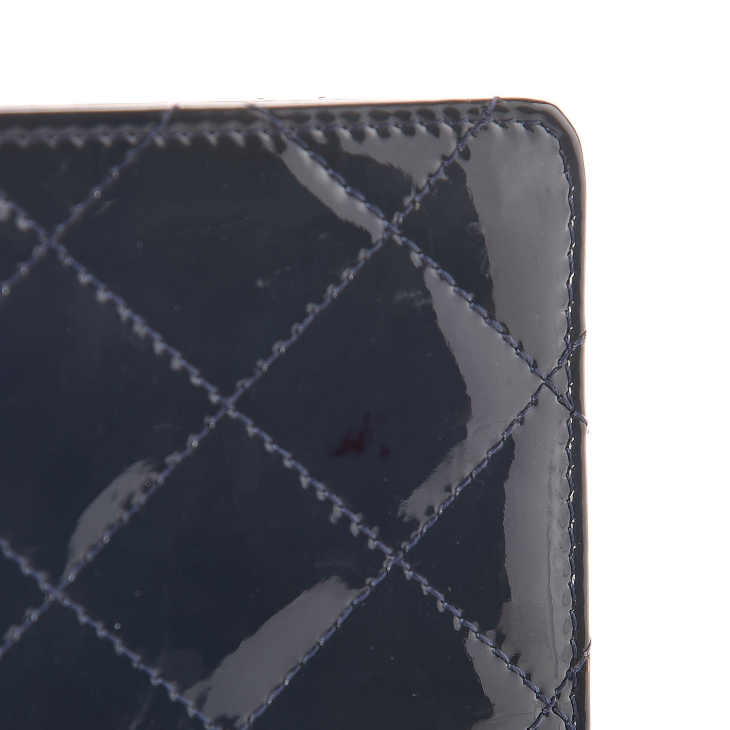 Chanel Patent Quilted Yen Wallet Dark Blue 9 of 10