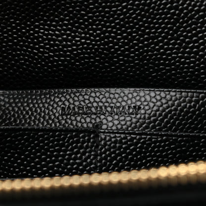 Saint Laurent Grain De Poudre Matelasse Chevron Monogram Chain Wallet Black 7 of 14