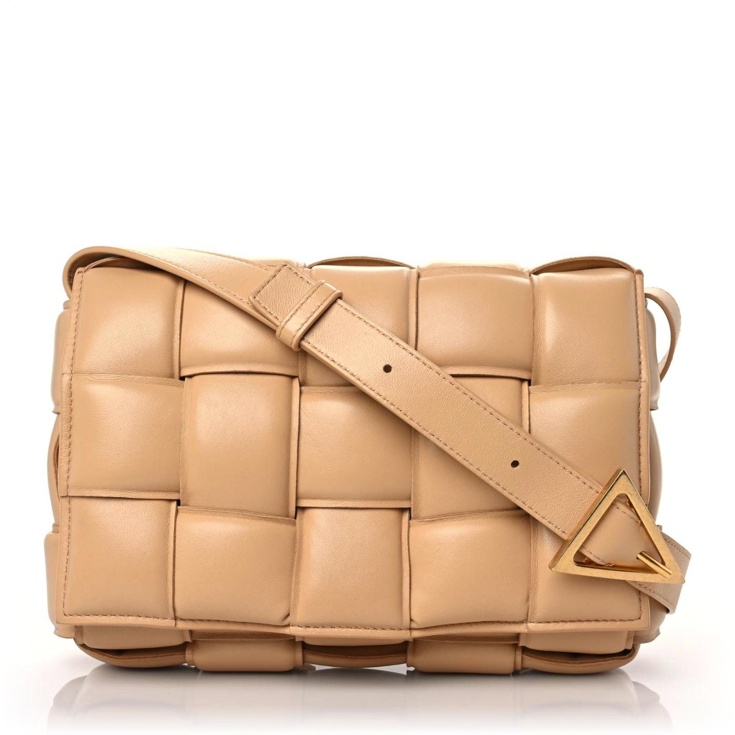 Nappa Maxi Intreccio Padded Cassette Crossbody Bag Porridge