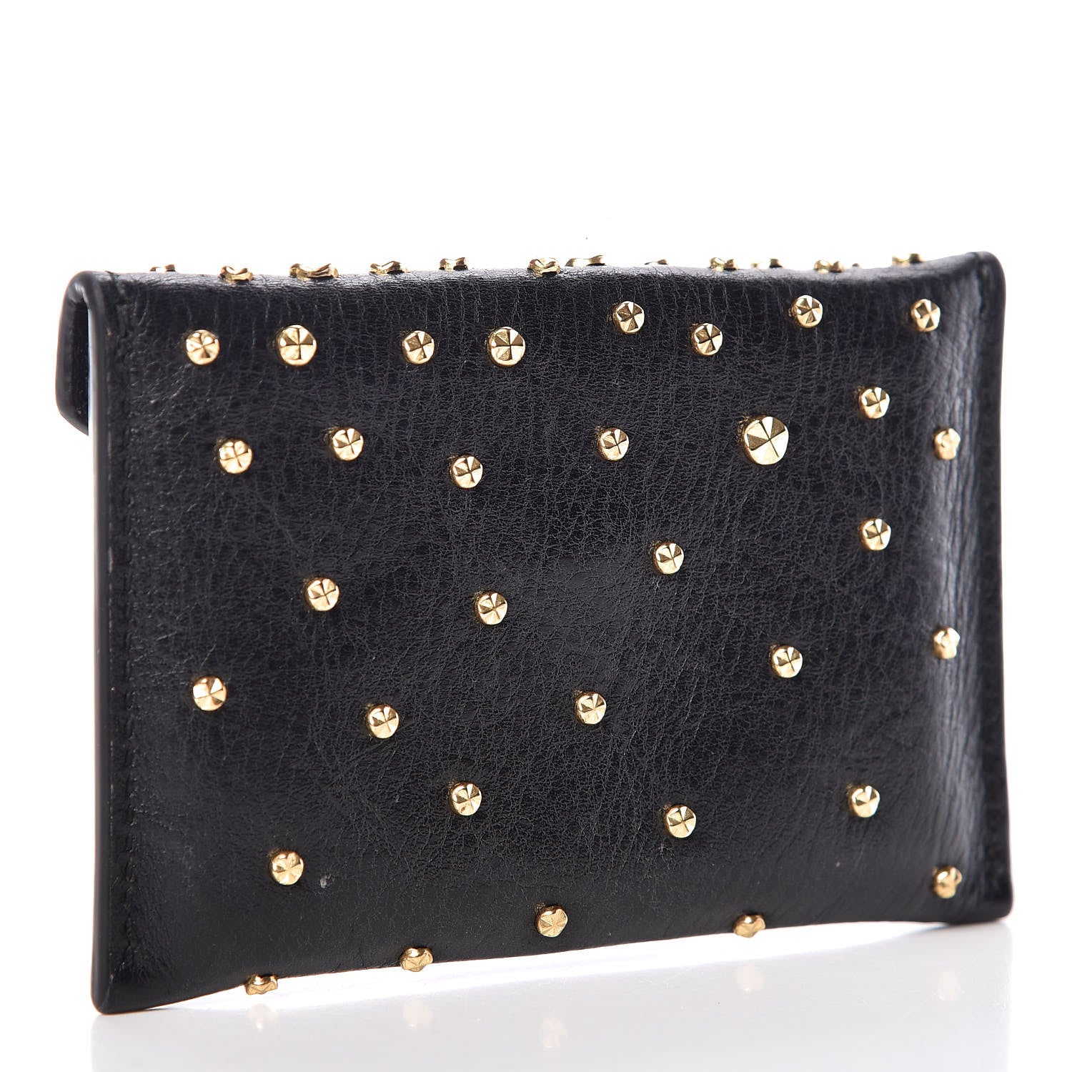 Alexander McQueen Calfskin Studded Skull Envelope Card Holder Black 3 of 7