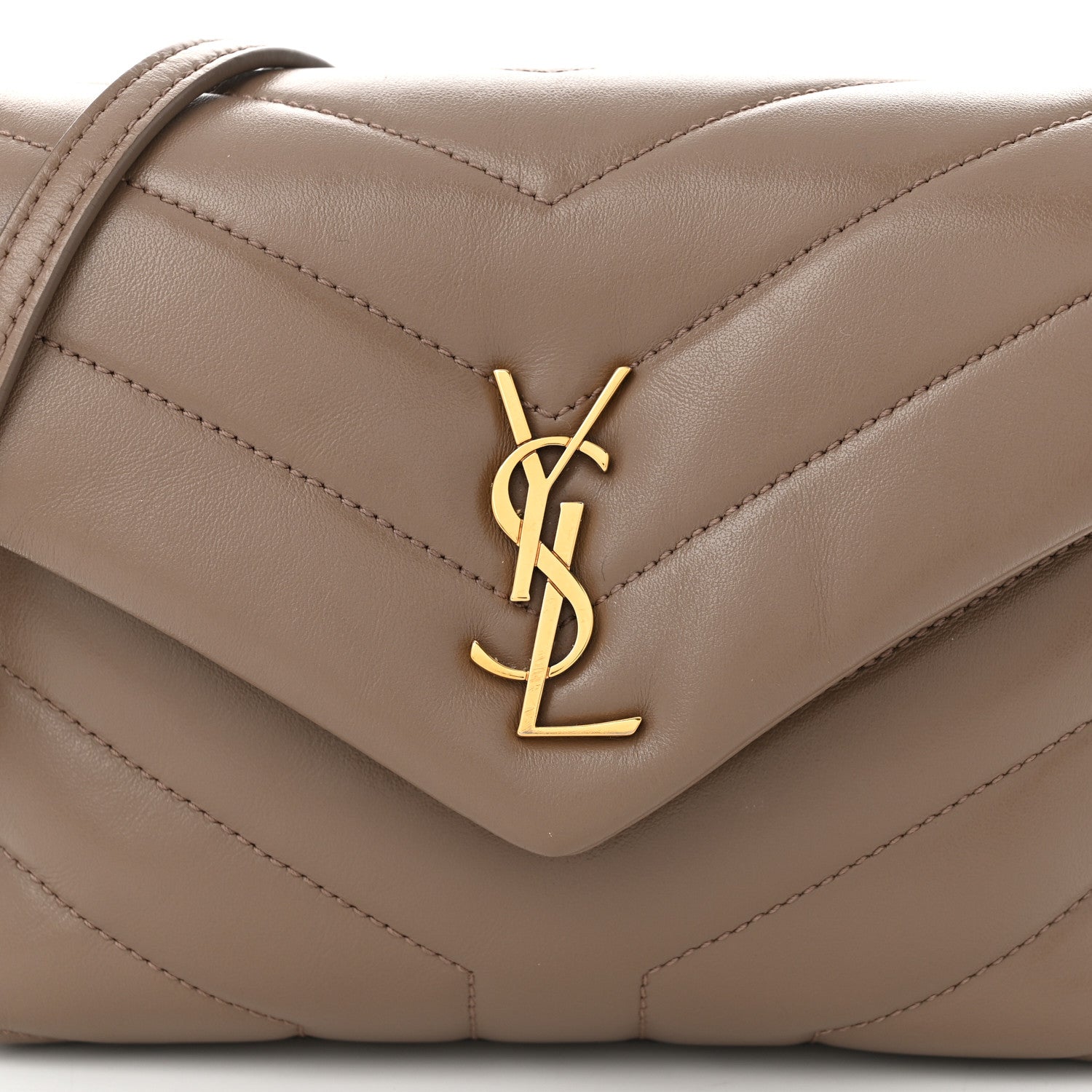 Saint Laurent Calfskin Y Quilted Monogram Toy Loulou Crossbody Bag Dark Beige 8 of 12