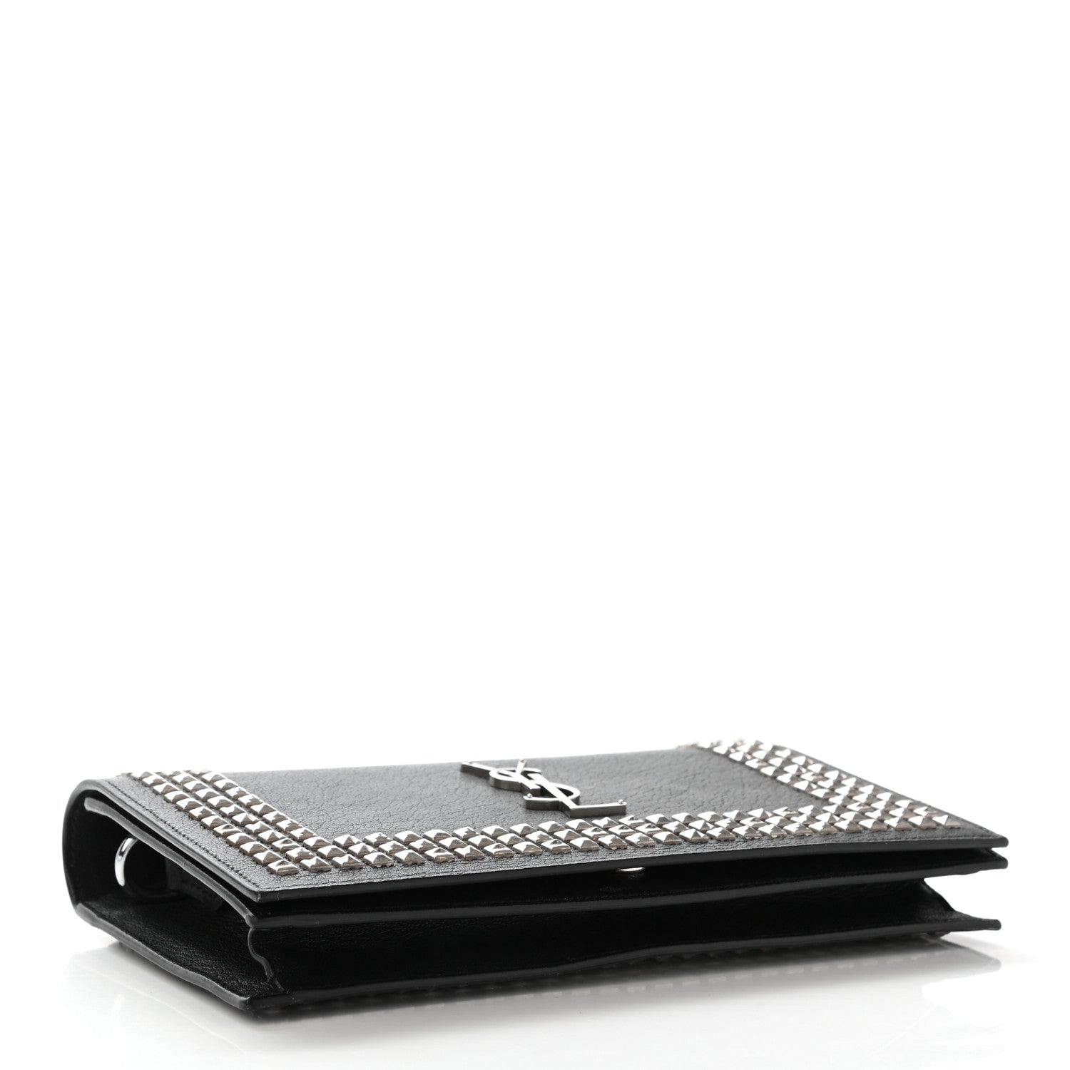 Saint Laurent Calfskin Studded Monogram Bag Black 4 of 10