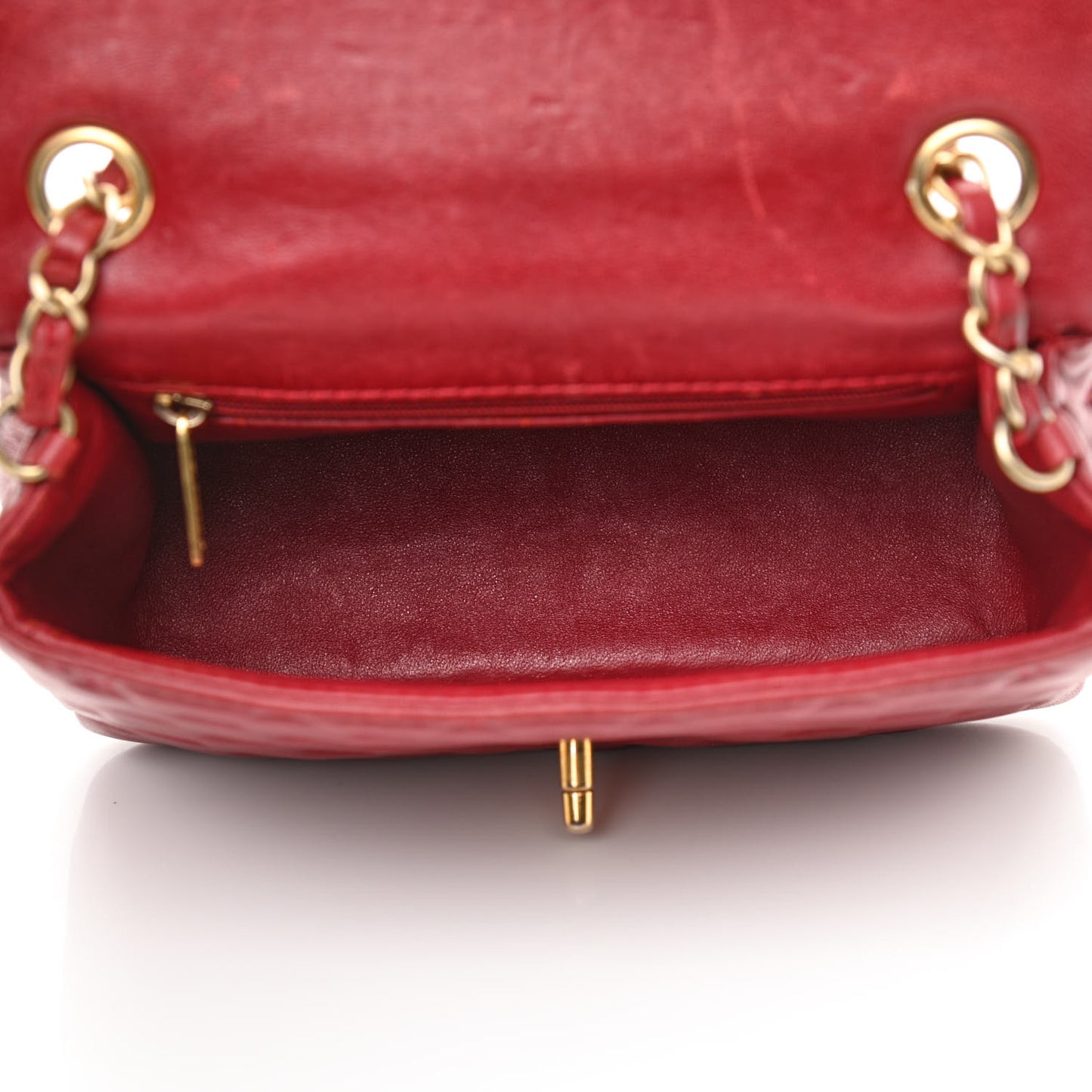 Lambskin Cross Stitch Mini Coco Handle Flap Red