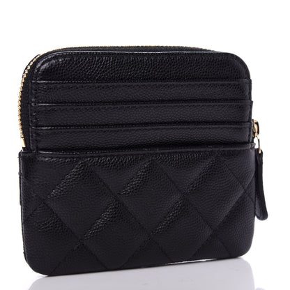 Chanel Caviar Quilted Zip Card Holder Wallet Black 3 of 7
